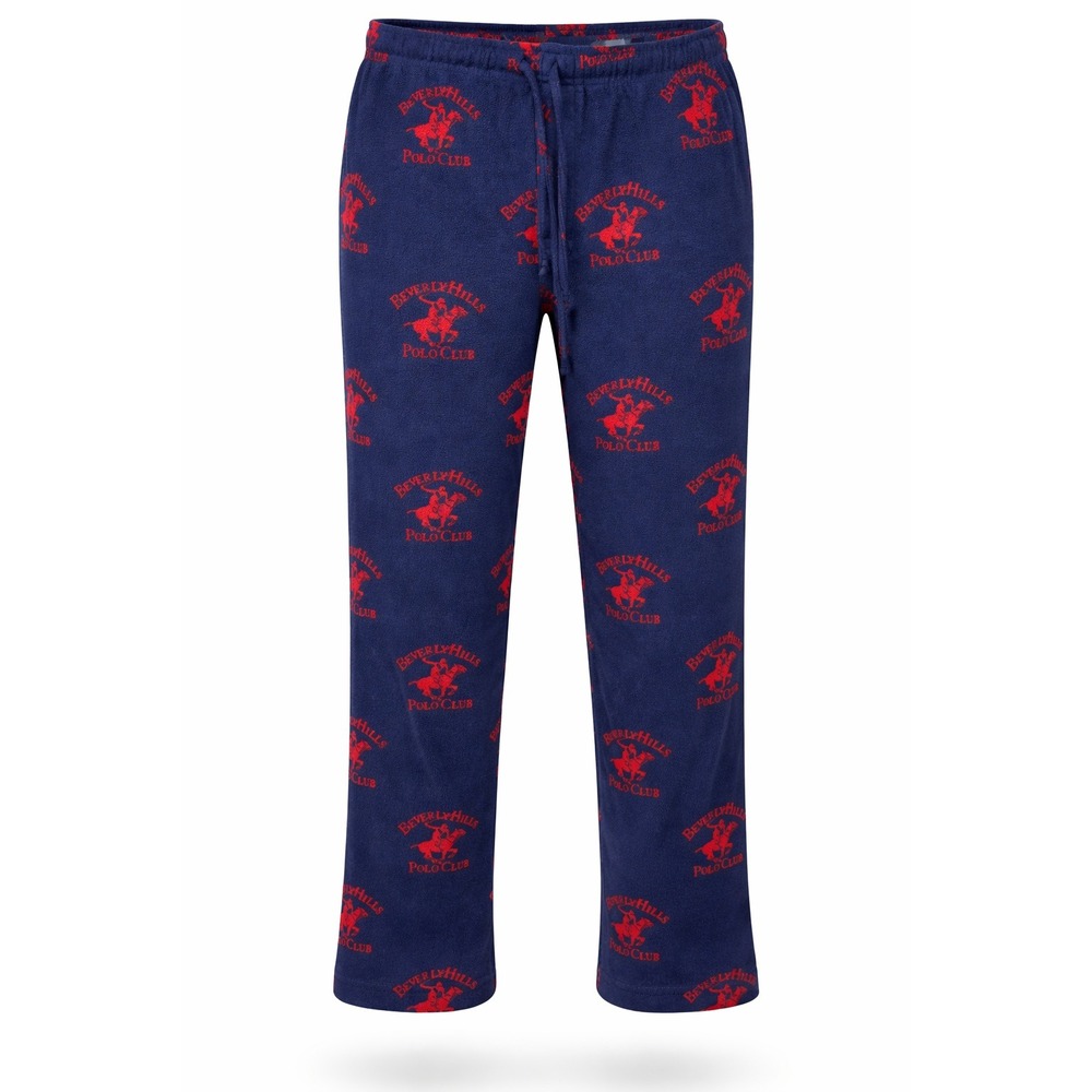 Beverly Hills Polo Club Pajama Pants Men's Medium Fleece Navy Blue Logo Regular
